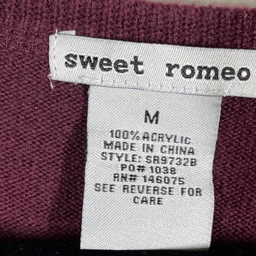 Sweet Romeo Thin Sweater Top Medium Raspberry Ribbed - Picture 2 of 8